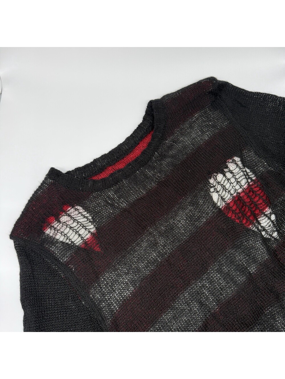 Joan Jett X Tripp NYC Daang Goodman Distressed Heart Sweater Y2K Whimsigoth L